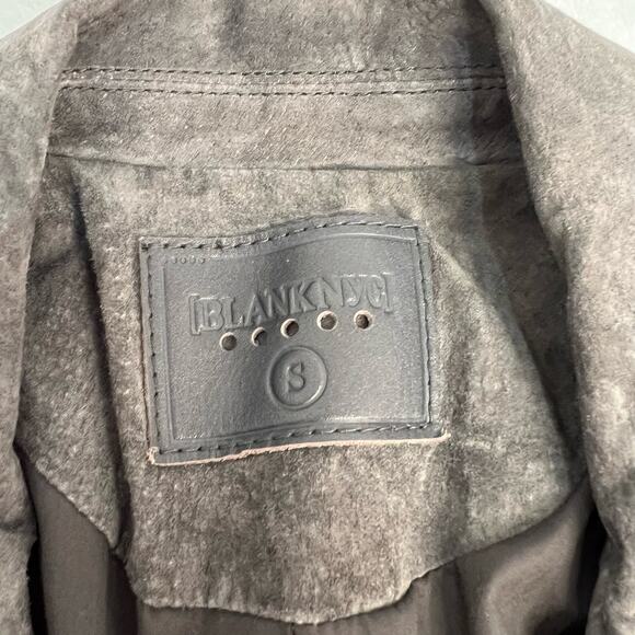 Blank NYC Small 100% Suede Leather Moto Jacket Gray Zip Pockets Asymmetrical - Picture 2 of 16